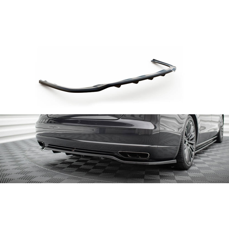 CENTRAL REAR SPLITTER (WITH VERTICAL BARS) AUDI A8 D4 FACELIFT GLOSS BLACK