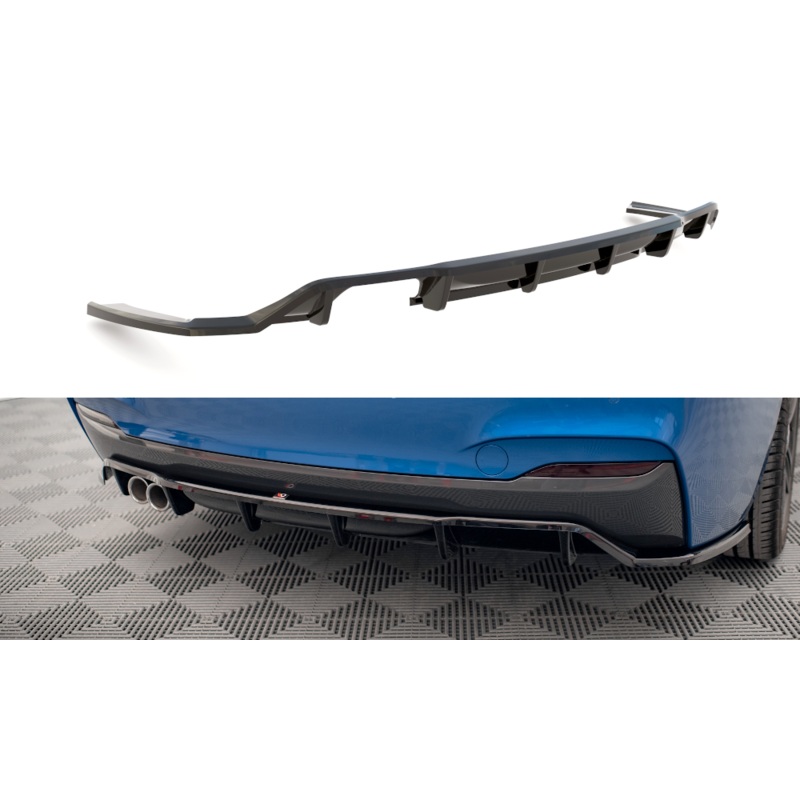 CENTRAL REAR SPLITTER (WITH VERTICAL BARS) BMW 2 M-PACK F22 GLOSS BLACK