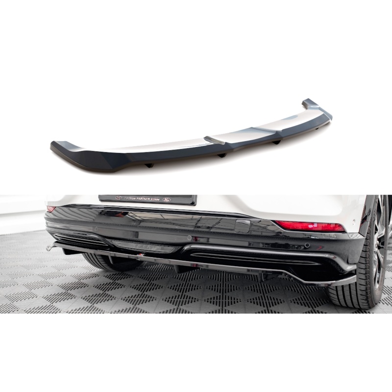CENTRAL REAR SPLITTER (WITH VERTICAL BARS) FORD MUSTANG MACH-E MK1 GLOSS BLACK