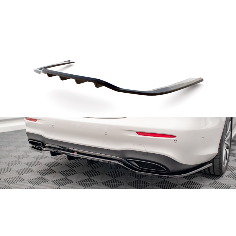 CENTRAL REAR SPLITTER (WITH VERTICAL BARS) MERCEDES-BENZ E AMG-LINE W213 FACELIFT GLOSS BLACK
