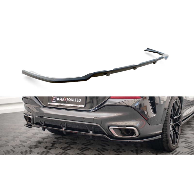 CENTRAL REAR SPLITTER (WITH VERTICAL BARS) V.2 BMW X6 M-PACK G06 GLOSS BLACK