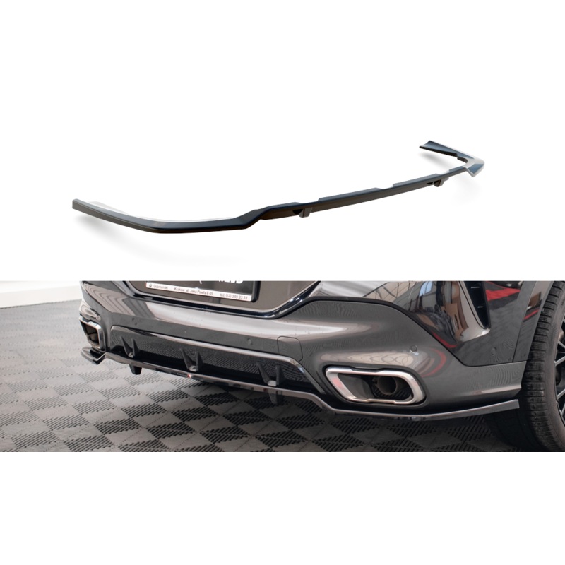CENTRAL REAR SPLITTER (WITH VERTICAL BARS) V.3 BMW X6 M-PACK G06 GLOSS BLACK