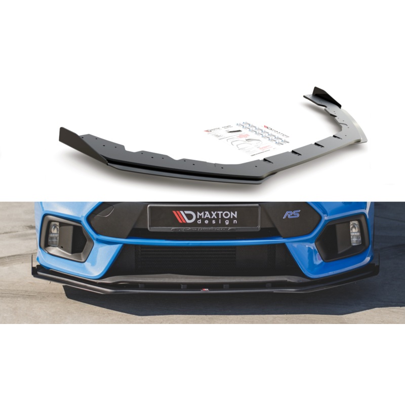 RACING DURABILITY FRONT SPLITTER + FLAPS FORD FOCUS RS MK3 BLACK + GLOSS FLAPS