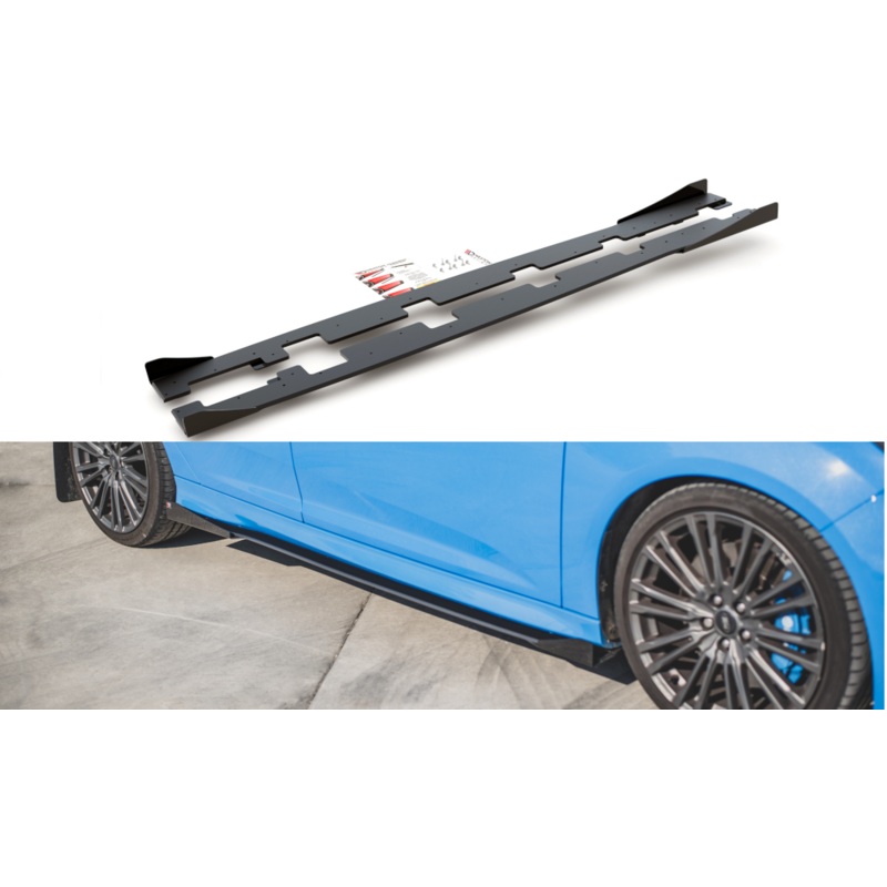 RACING DURABILITY SIDE SKIRTS DIFFUSERS + FLAPS FORD FOCUS RS MK3 BLACK + GLOSS FLAPS
