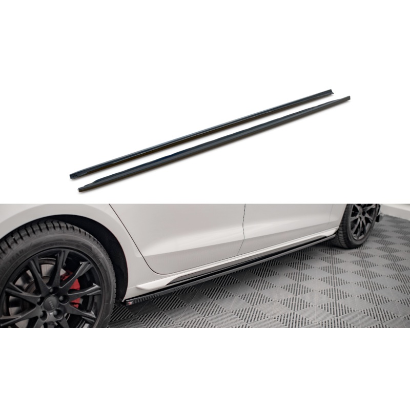 SIDE SKIRTS DIFFUSERS AUDI A4 B9 FACELIFT GLOSS BLACK