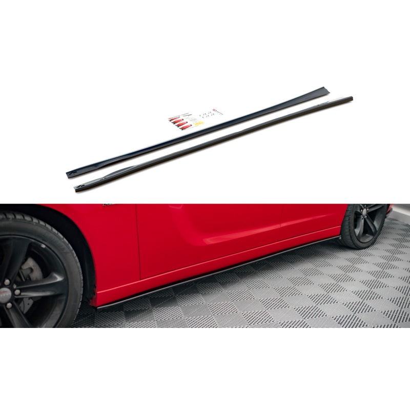 SIDE SKIRTS DIFFUSERS DODGE CHARGER RT MK7 FACELIFT GLOSS BLACK