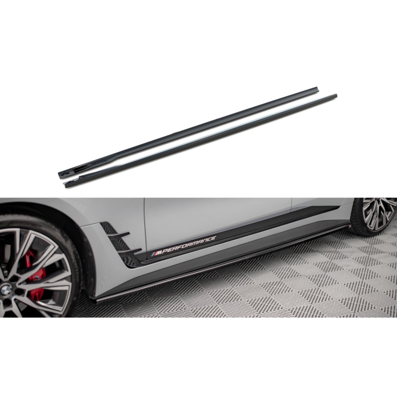 SIDE SKIRTS DIFFUSERS V.1 BMW 4 GRAN COUPE M-PACK G26 GLOSS BLACK