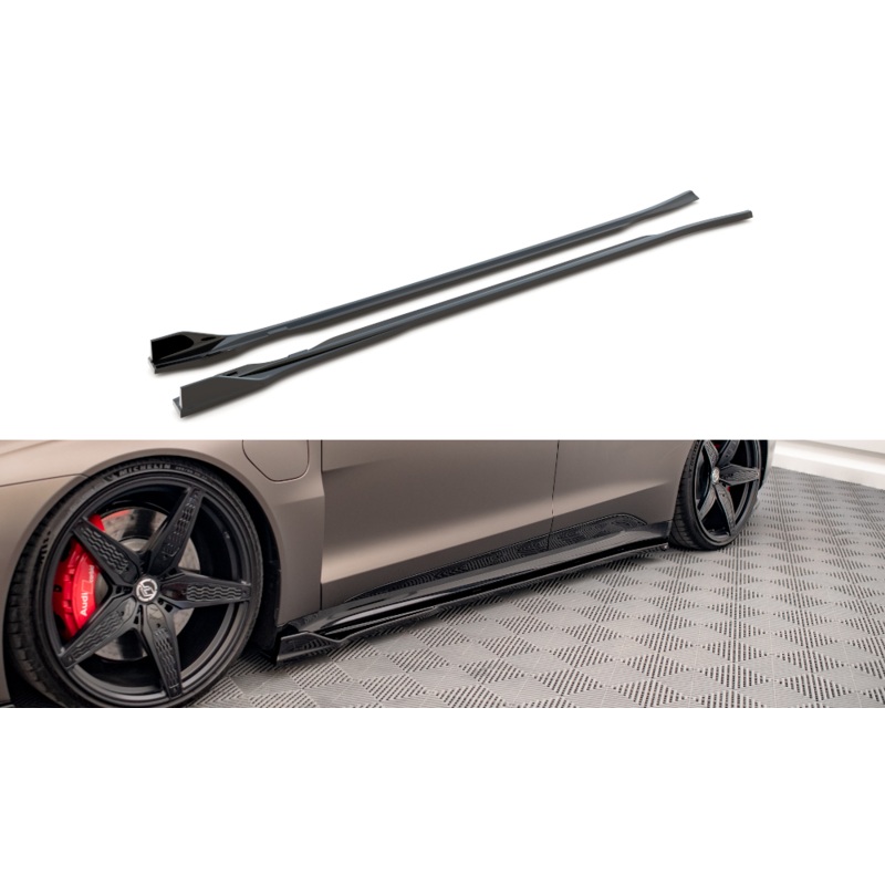 SIDE SKIRTS DIFFUSERS V.2 AUDI E-TRON GT / RS GT MK1 GLOSS BLACK