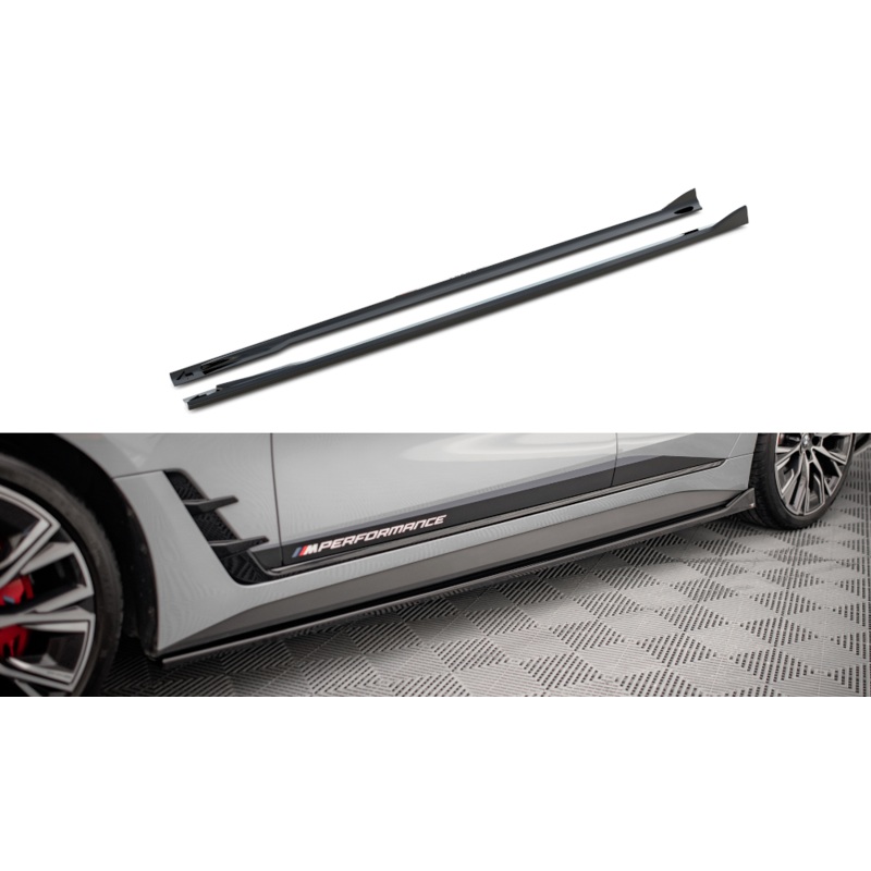 SIDE SKIRTS DIFFUSERS V.2 BMW 4 GRAN COUPE M-PACK G26 GLOSS BLACK