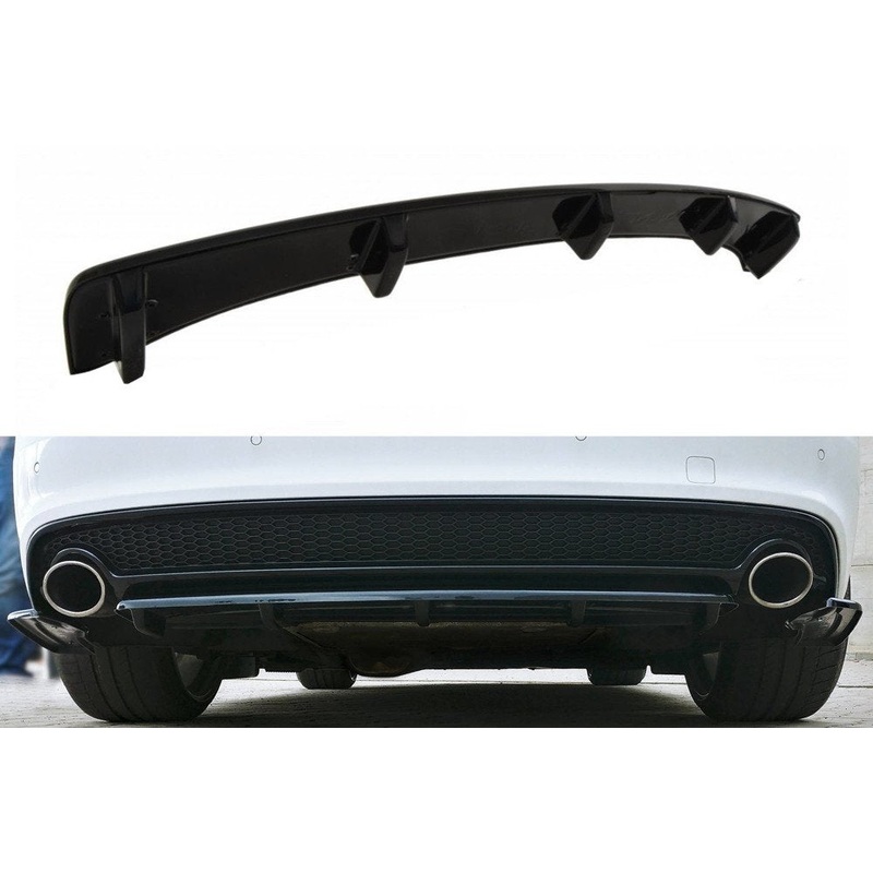 CENTRAL REAR SPLITTER AUDI A5 S-LINE 8T FL COUPE / SPORTBACK (WITH A VERTICAL BAR) GLOSS BLACK