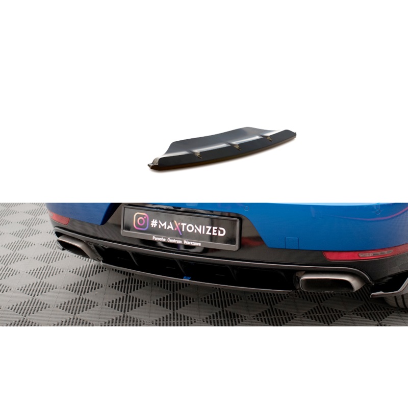 CENTRAL REAR SPLITTER FOR PORSCHE MACAN MK1 GLOSS BLACK