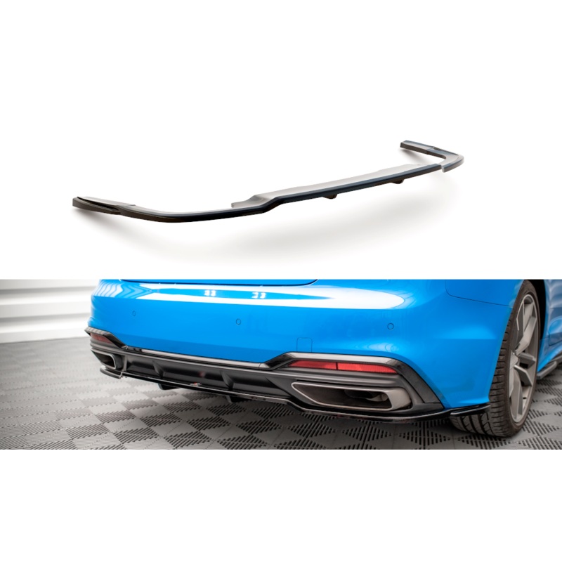 CENTRAL REAR SPLITTER (WITH VERTICAL BARS) AUDI A5 S-LINE F5 FACELIFT GLOSS BLACK