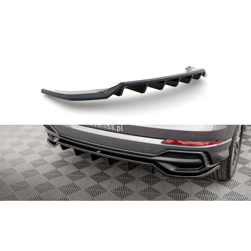 CENTRAL REAR SPLITTER (WITH VERTICAL BARS) AUDI Q3 S-LINE F3 GLOSS BLACK