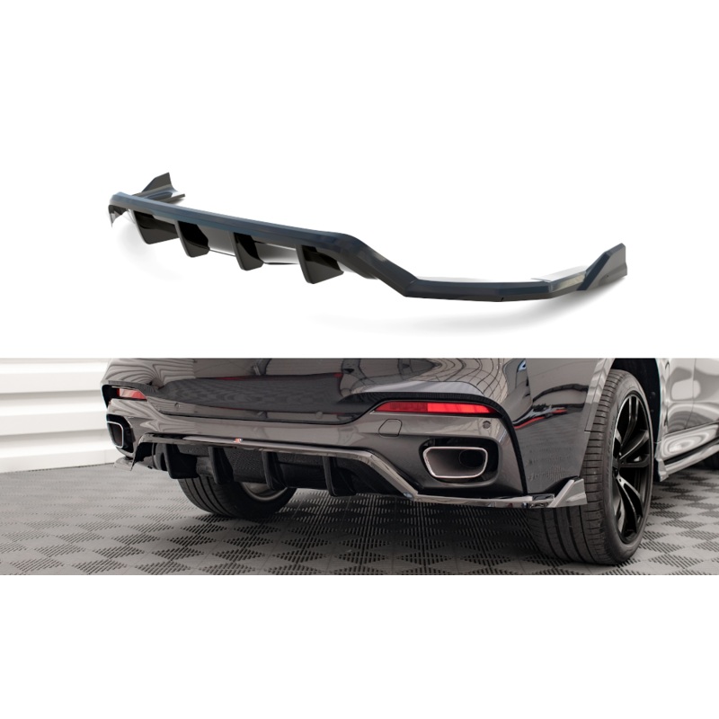 CENTRAL REAR SPLITTER (WITH VERTICAL BARS) BMW X6 M-PACK F16 GLOSS BLACK
