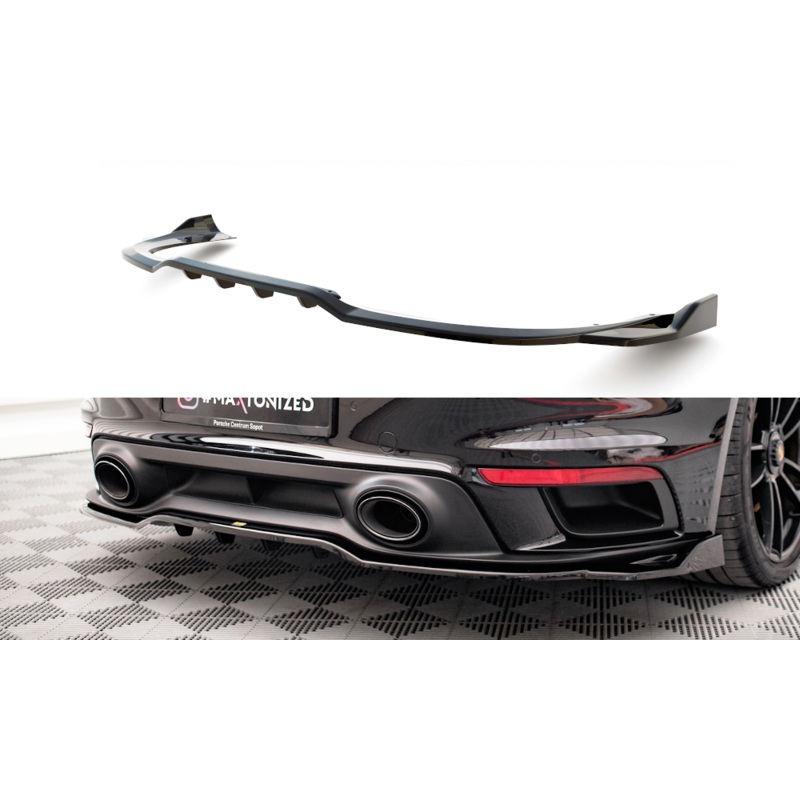 CENTRAL REAR SPLITTER (WITH VERTICAL BARS) PORSCHE 911 TURBO S 992 GLOSS BLACK
