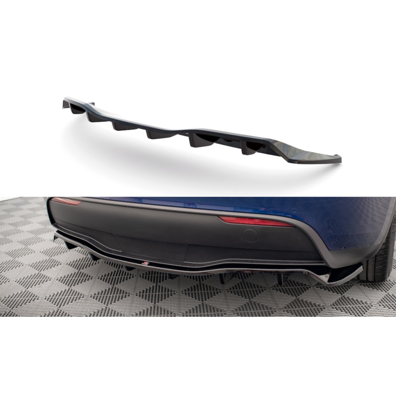 CENTRAL REAR SPLITTER (WITH VERTICAL BARS) TESLA MODEL Y GLOSS BLACK