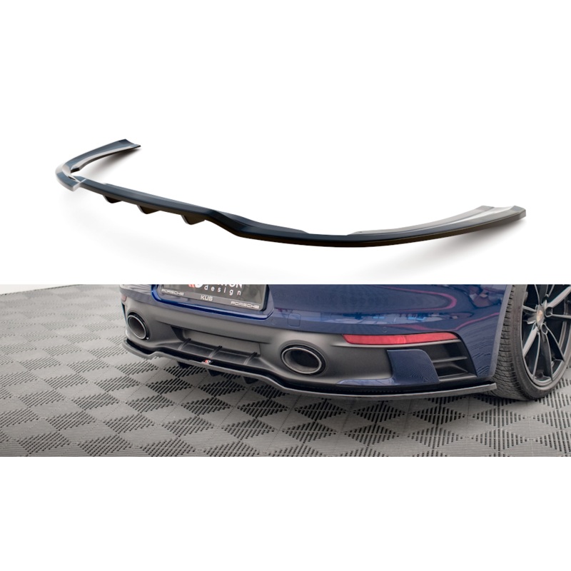 CENTRAL REAR SPLITTER (WITH VERTICAL BARS) V.1 PORSCHE 911 CARRERA AERO 992 / CARRERA GTS 992 GLOSS BLACK