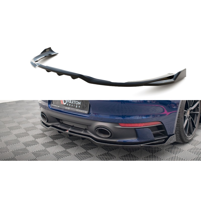 CENTRAL REAR SPLITTER (WITH VERTICAL BARS) V.2 PORSCHE 911 CARRERA AERO 992 / CARRERA GTS 992 GLOSS BLACK