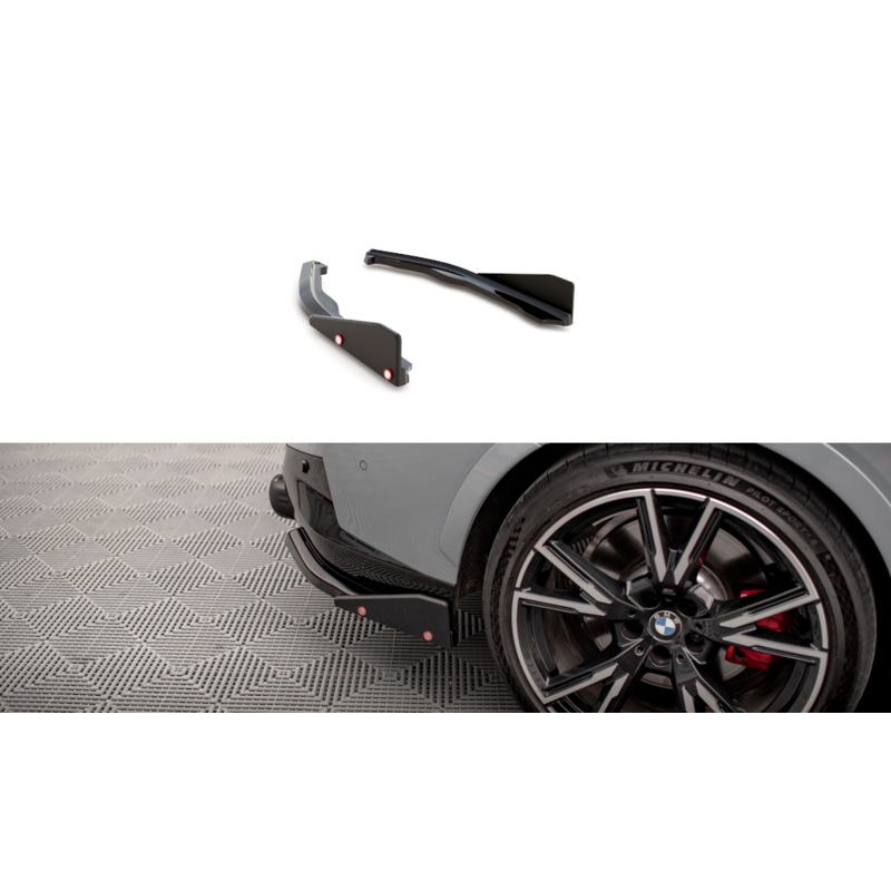 REAR SIDE SPLITTERS V.2 + FLAPS BMW 2 COUPE M240I G42 GLOSS BLACK