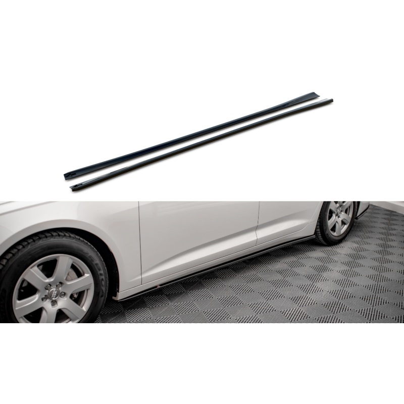 SIDE SKIRTS DIFFUSERS AUDI A6 C8 GLOSS BLACK