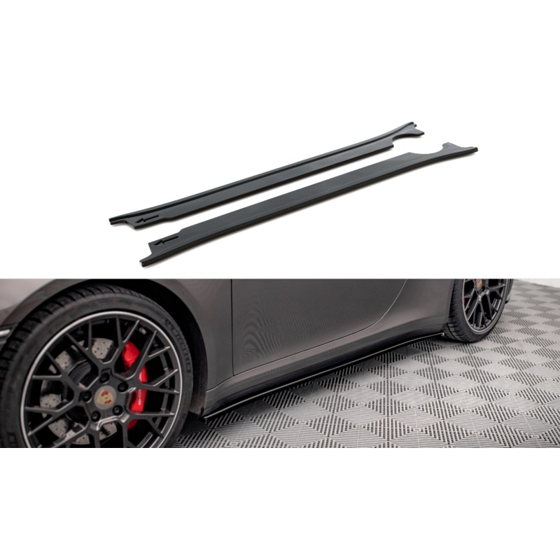 SIDE SKIRTS DIFFUSERS PORSCHE 911 CARRERA 4S 992 GLOSS BLACK