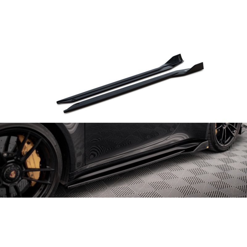 SIDE SKIRTS DIFFUSERS PORSCHE 911 TURBO S 992 GLOSS BLACK