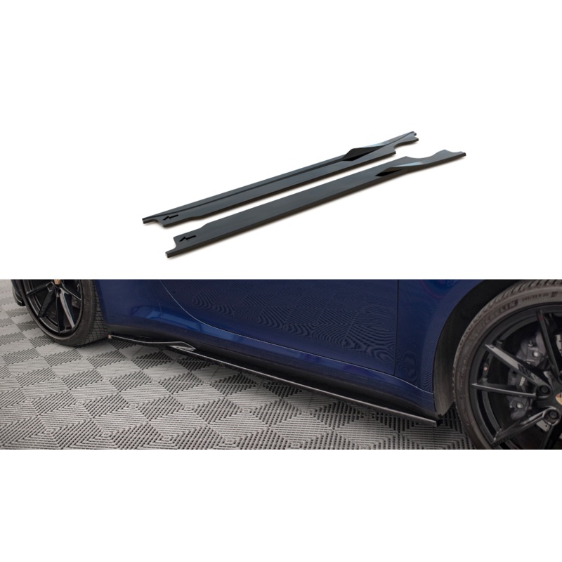 SIDE SKIRTS DIFFUSERS V.1 PORSCHE 911 CARRERA AERO 992 / CARRERA GTS 992 GLOSS BLACK
