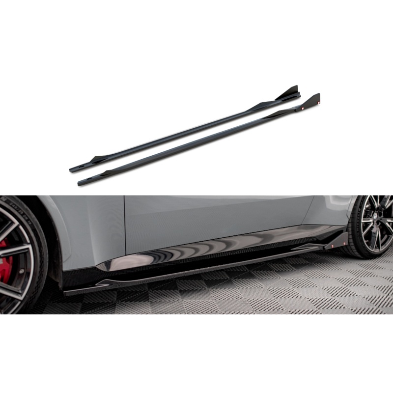 SIDE SKIRTS DIFFUSERS V.2 + FLAPS BMW 2 COUPE M-PACK / M240I G42 GLOSS BLACK