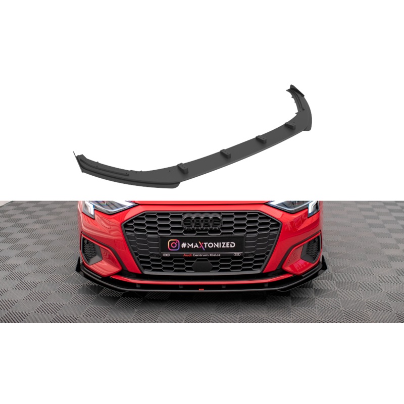 STREET PRO FRONT SPLITTER + FLAPS AUDI A3 8Y BLACK + GLOSS FLAPS
