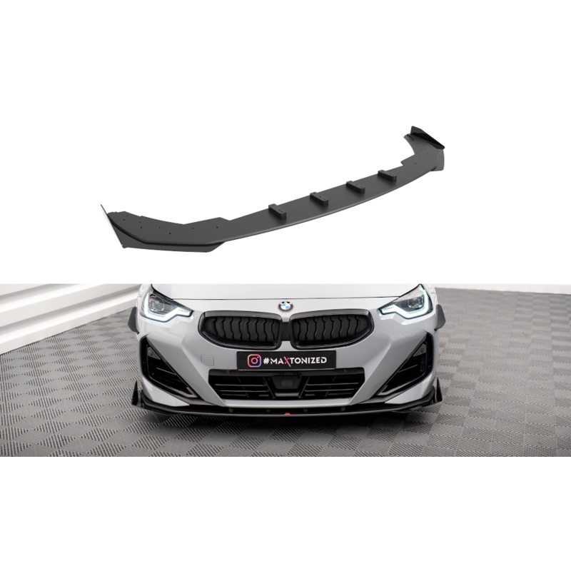 STREET PRO FRONT SPLITTER + FLAPS BMW 2 COUPE M-PACK / M240I G42 BLACK + GLOSS FLAPS