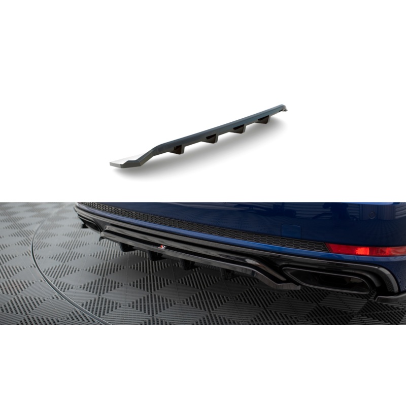CENTRAL REAR SPLITTER (WITH VERTICAL BARS) AUDI A4 S-LINE (US MY2019) GLOSS BLACK