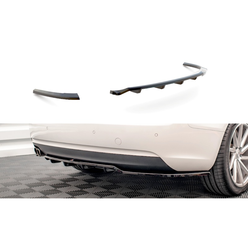 CENTRAL REAR SPLITTER (WITH VERTICAL BARS) AUDI A5 COUPE 8T FACELIFT GLOSS BLACK