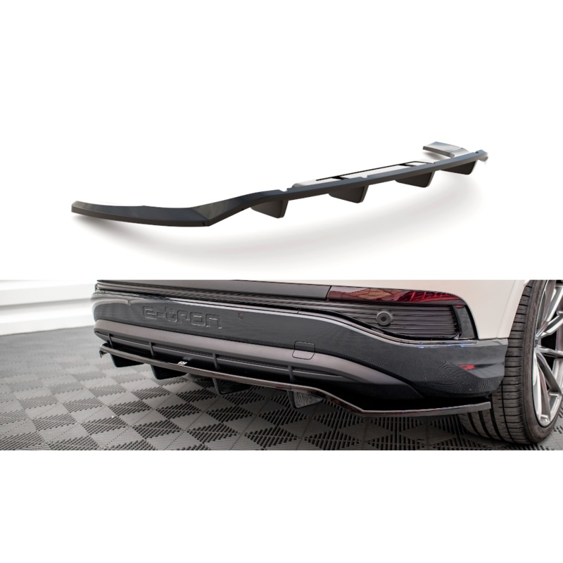 CENTRAL REAR SPLITTER (WITH VERTICAL BARS) AUDI Q4 E-TRON SPORTBACK MK1 GLOSS BLACK