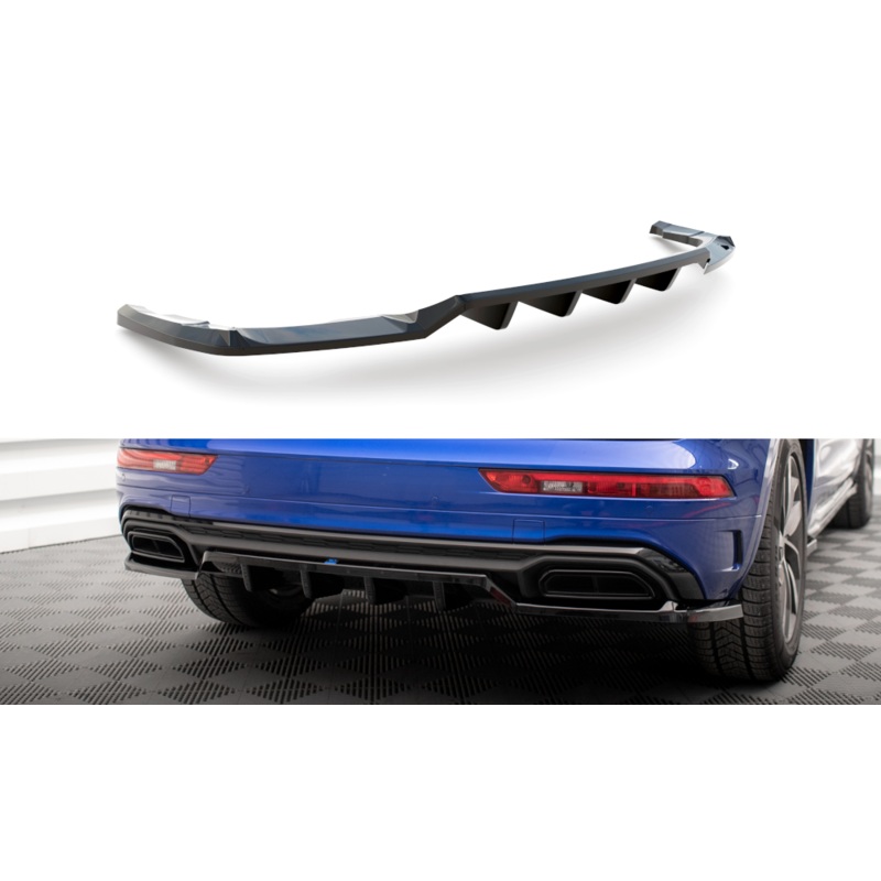 CENTRAL REAR SPLITTER (WITH VERTICAL BARS) AUDI Q5 S-LINE SUV MK2 FACELIFT GLOSS BLACK