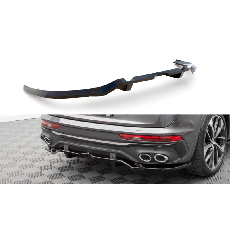 CENTRAL REAR SPLITTER (WITH VERTICAL BARS) AUDI SQ5 SPORTBACK MK2 FACELIFT GLOSS BLACK