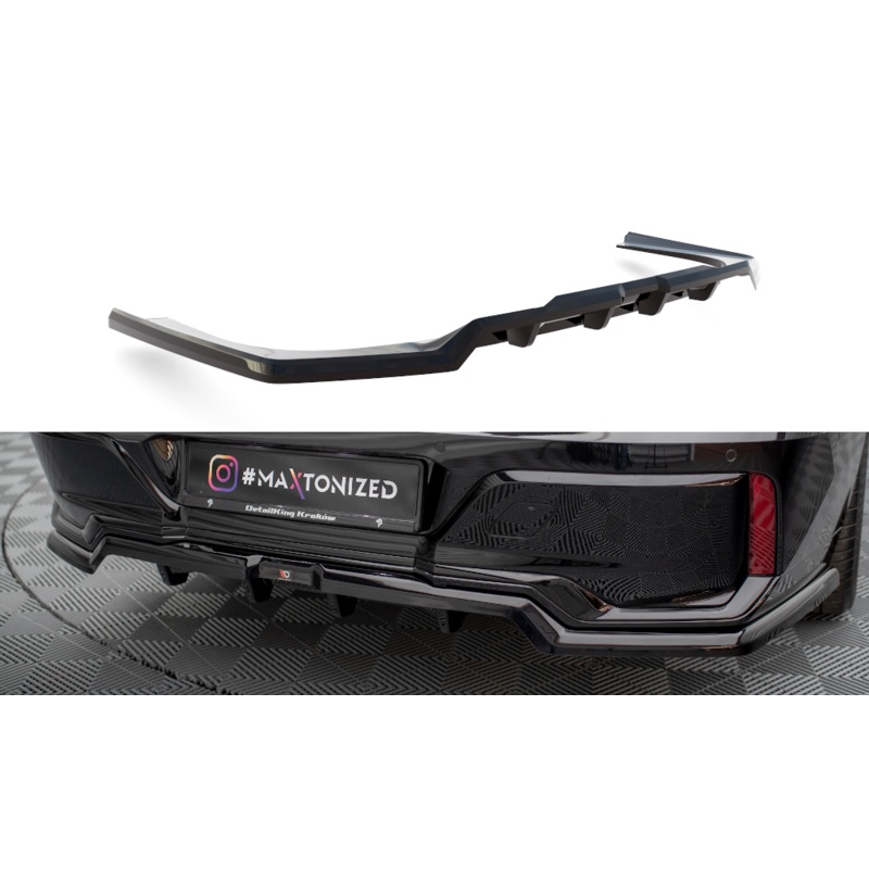 CENTRAL REAR SPLITTER (WITH VERTICAL BARS) BMW 7 M-PACK G70 GLOSS BLACK