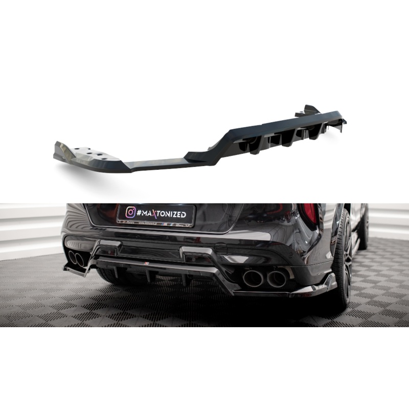 CENTRAL REAR SPLITTER (WITH VERTICAL BARS) BMW X6 M F96 / F96 Facelift GLOSS BLACK