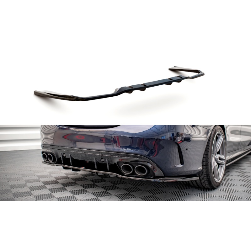 CENTRAL REAR SPLITTER (WITH VERTICAL BARS) MERCEDES-AMG C 43 SEDAN W205 FACELIFT GLOSS BLACK