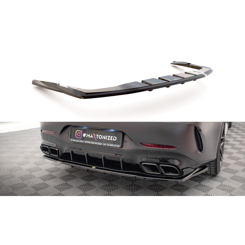 CENTRAL REAR SPLITTER (WITH VERTICAL BARS) MERCEDES-AMG GT 63S 4-DOOR COUPE AERO GLOSS BLACK