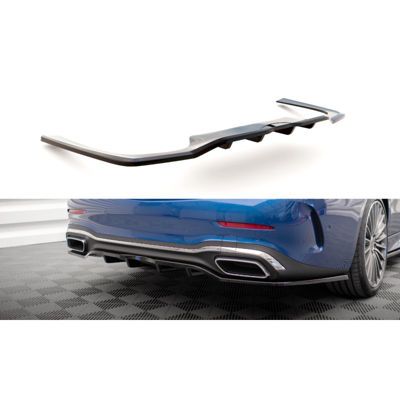 CENTRAL REAR SPLITTER (WITH VERTICAL BARS) MERCEDES-BENZ C AMG-LINE W206 GLOSS BLACK