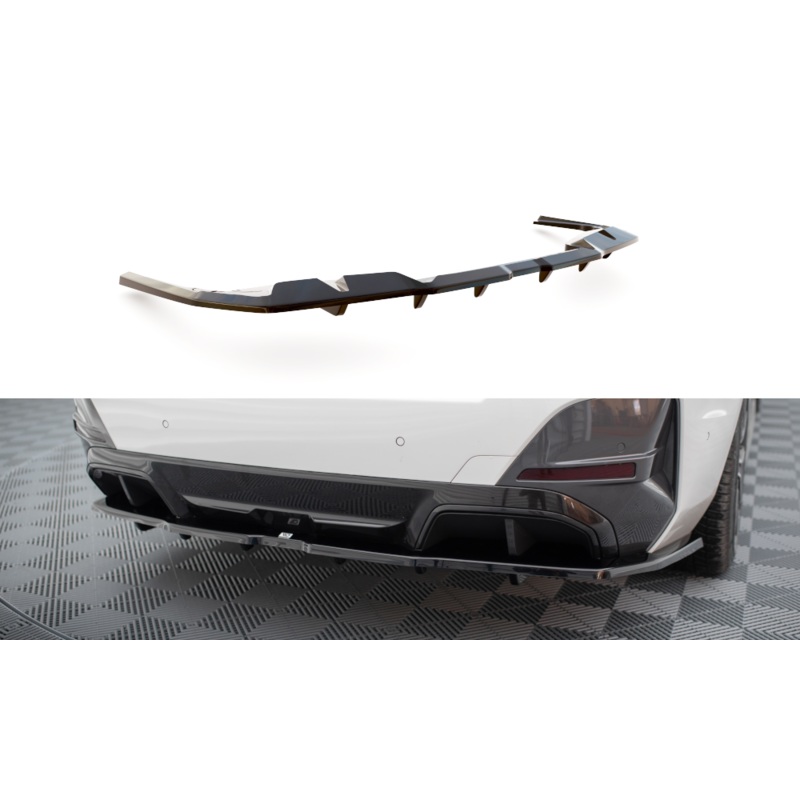 CENTRAL REAR SPLITTER (WITH VERTICAL BARS) V.1 BMW I4 M-PACK G26 GLOSS BLACK