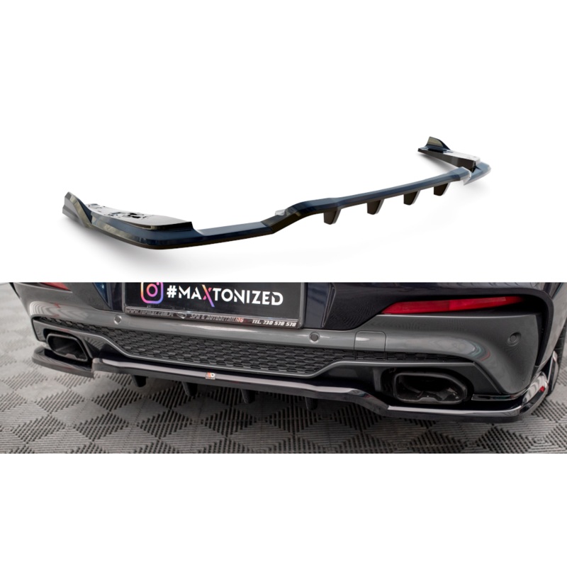 CENTRAL REAR SPLITTER (WITH VERTICAL BARS) V.2 BMW X4 M-PACK G02 GLOSS BLACK