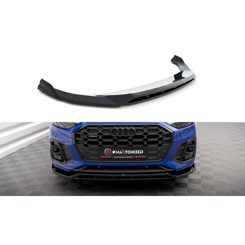 FRONT SPLITTER V.1 AUDI SQ5 / Q5 S-LINE SUV / SPORTBACK MK2 FACELIFT GLOSS BLACK