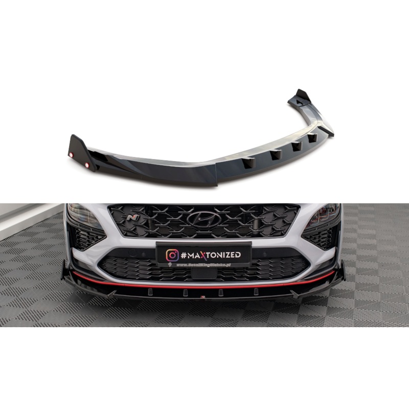 Front Splitter V.2 + Flaps Hyundai Kona N Mk2 GLOSS BLACK