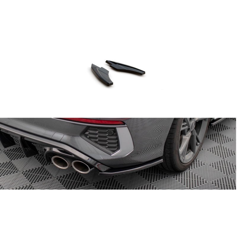 REAR SIDE SPLITTERS V.2 AUDI S3 SEDAN 8Y (set for Maxton valance) GLOSS BLACK