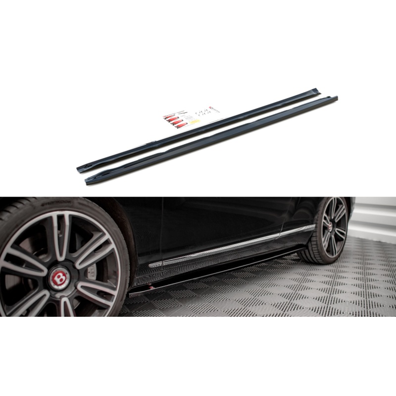 SIDE SKIRTS DIFFUSERS BENTLEY CONTINENTAL GT V8 S MK2 GLOSS BLACK