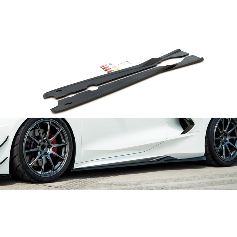 SIDE SKIRTS DIFFUSERS CHEVROLET CORVETTE C8 GLOSS BLACK