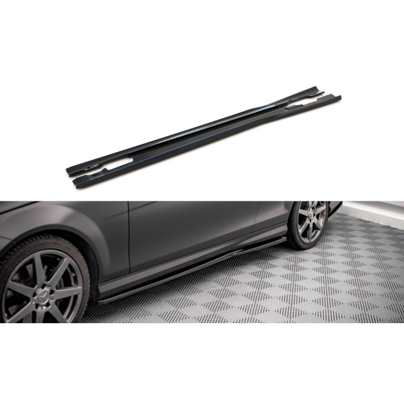 SIDE SKIRTS DIFFUSERS MERCEDES-BENZ C COUPE AMG-LINE C204 GLOSS BLACK