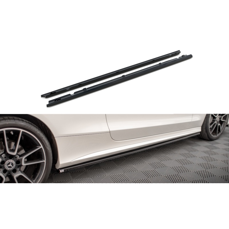 SIDE SKIRTS DIFFUSERS MERCEDES-BENZ C COUPE AMG-LINE C205 FACELIFT GLOSS BLACK