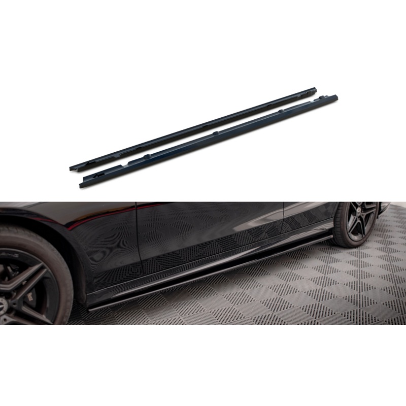 SIDE SKIRTS DIFFUSERS MERCEDES-BENZ C43 / C AMG-LINE SEDAN W205 FACELIFT GLOSS BLACK